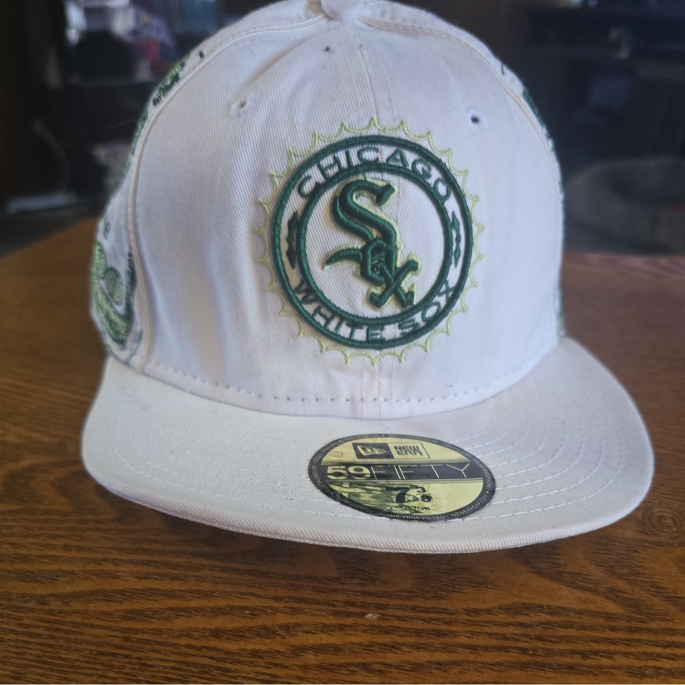 59Fifty New Era Chicago White Sox Cap Hat 7 3/8 White $100 Bill Rare